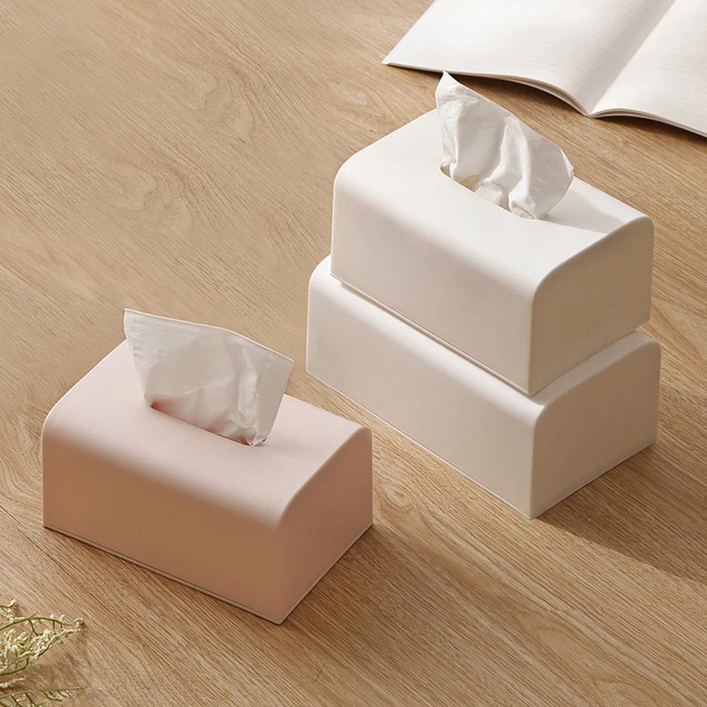 

Plastic Tissue Holder Storage Box Concise Desktop Paper Napkin Box Storage Container for Living Room (Large Size, Pink)