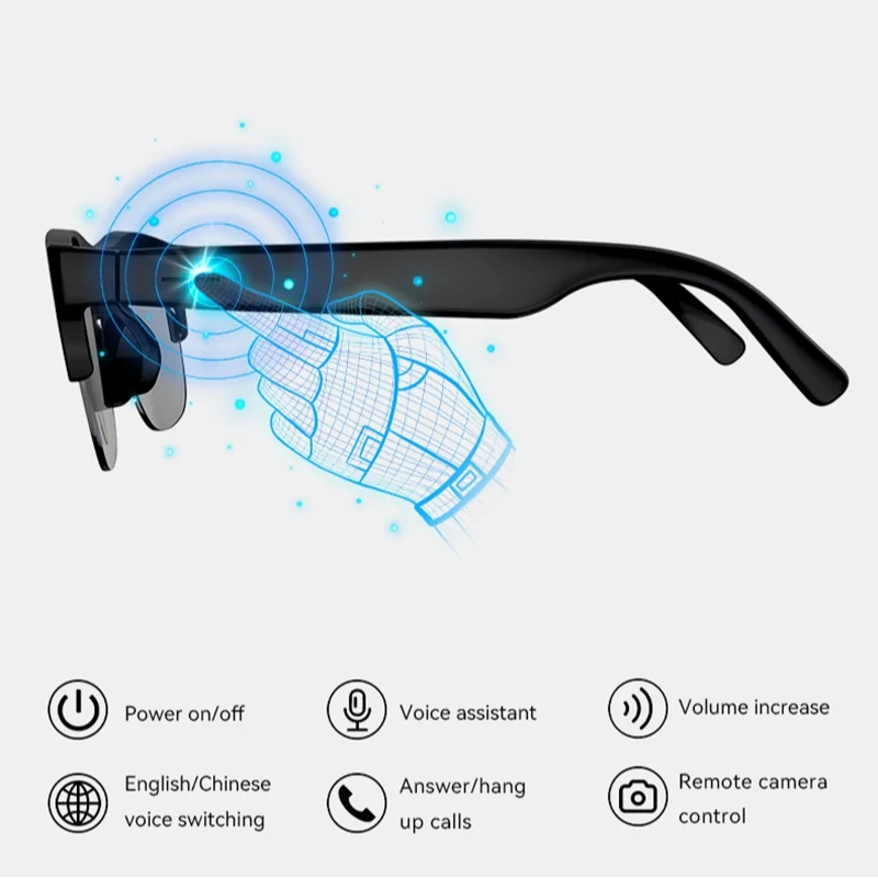Lenovo AI Smart Glasses 8K HD 2400W Pixel Camera Wireless Bluetooth Eyewear Touch Control Music Playback Calling Voice Assistant
