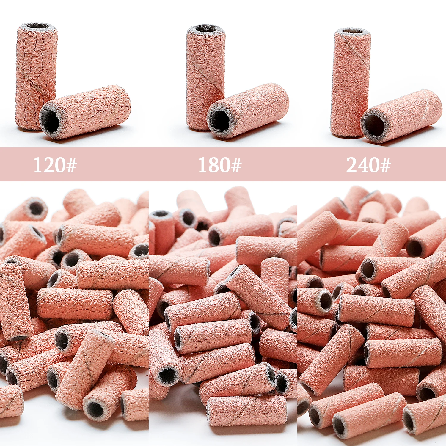 80 stücke rosa 3mm Mini Nagels chleif bänder Set Pediküre Werkzeuge Elektro bohrer Grat 120 #180 #240 # Pediküre Polier zubehör