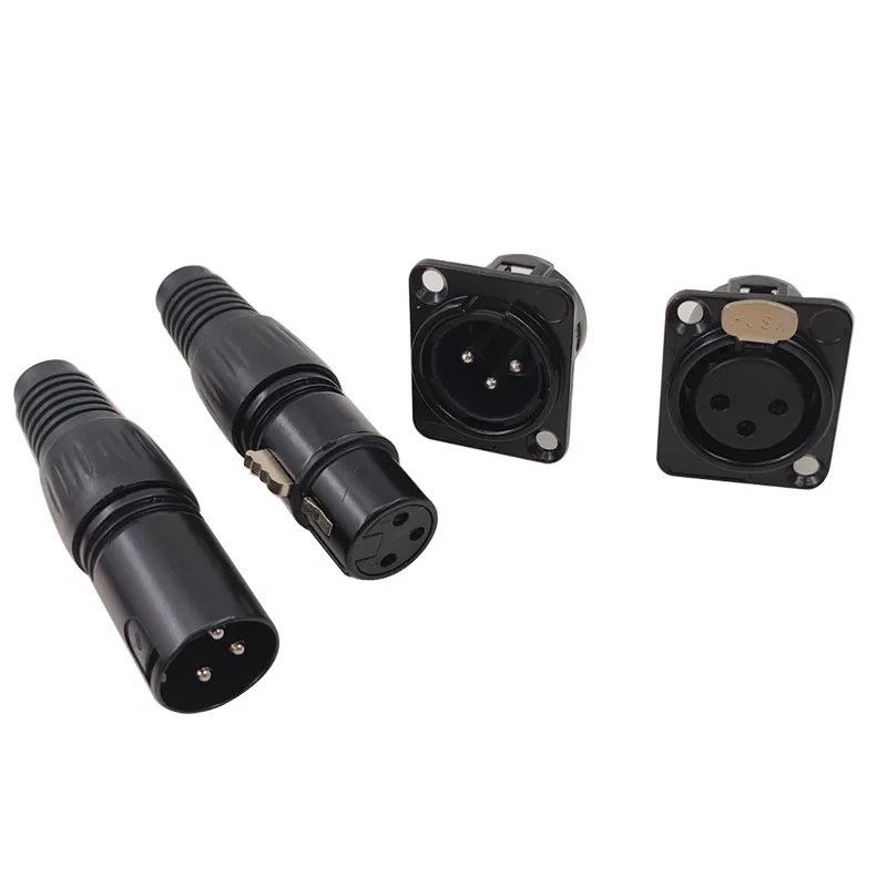 5PCS Cannon XLR Metal Socket YS145 YS146 Male and Female 3-pin Microphone Connector YS145BG YS146BG Balanced Plug