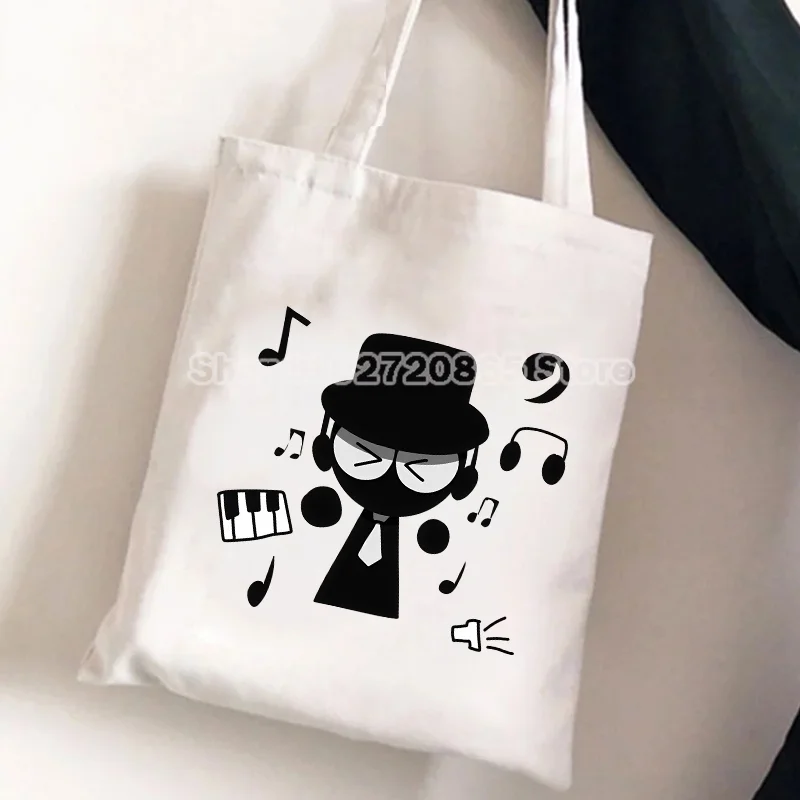 Sprunki Canvas Bag Cotton Cartoon Popular game Funny Shopping Tote Pouch Student Travel Simple Versatile Ins Women Men Bags Gift