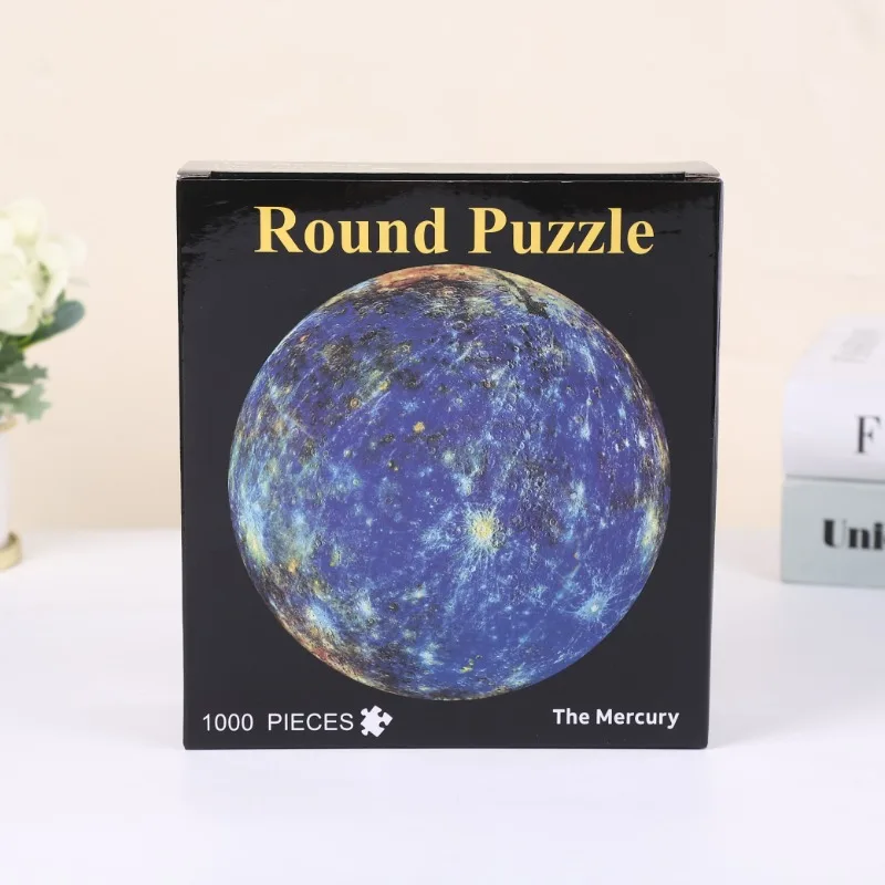 Puzzle rotondo per adulti 1000 pezzi Giochi di sfida di mercurio Apprendimento puzzle educativo Giocattoli Puzzle lunare Puzzle piatto spaziale