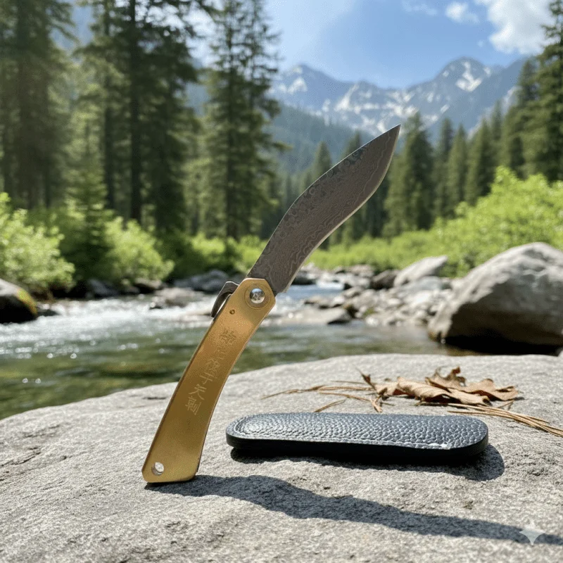 faca-dobravel-multifuncional-edc-para-aventura-pesca-escalada-e-camping-com-cabo-de-latao-e-lamina-de-aco-damasco-higonokami