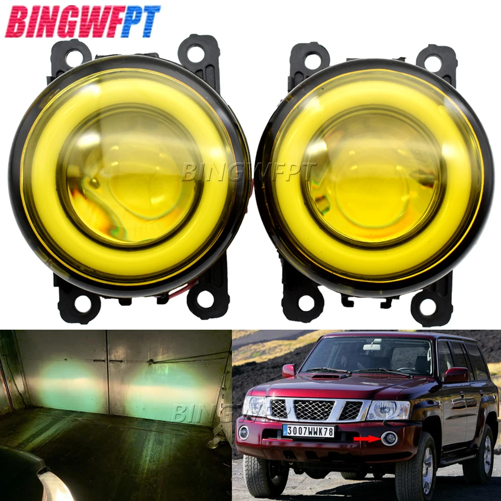 1Pair H11 LED Fog Lights For Nissan Safari Patrol Y61 Facelift 2005-2009 Angel Eye Daytime Running Lights 12V