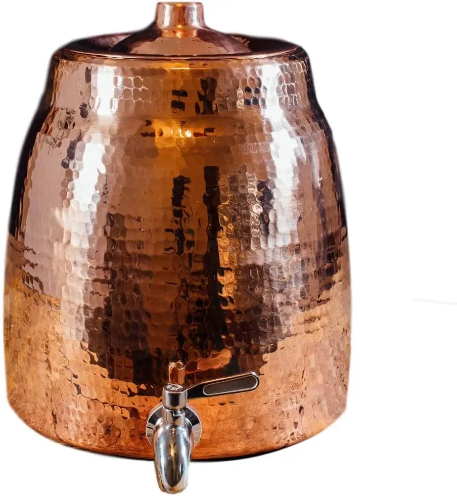 Niagara Water Dispenser | 100% Pure Copper, Heavy Gauge, Hand Hammered | 2+ Gallons Capacity, Holds 2 - 5 Gallon Water Jugs