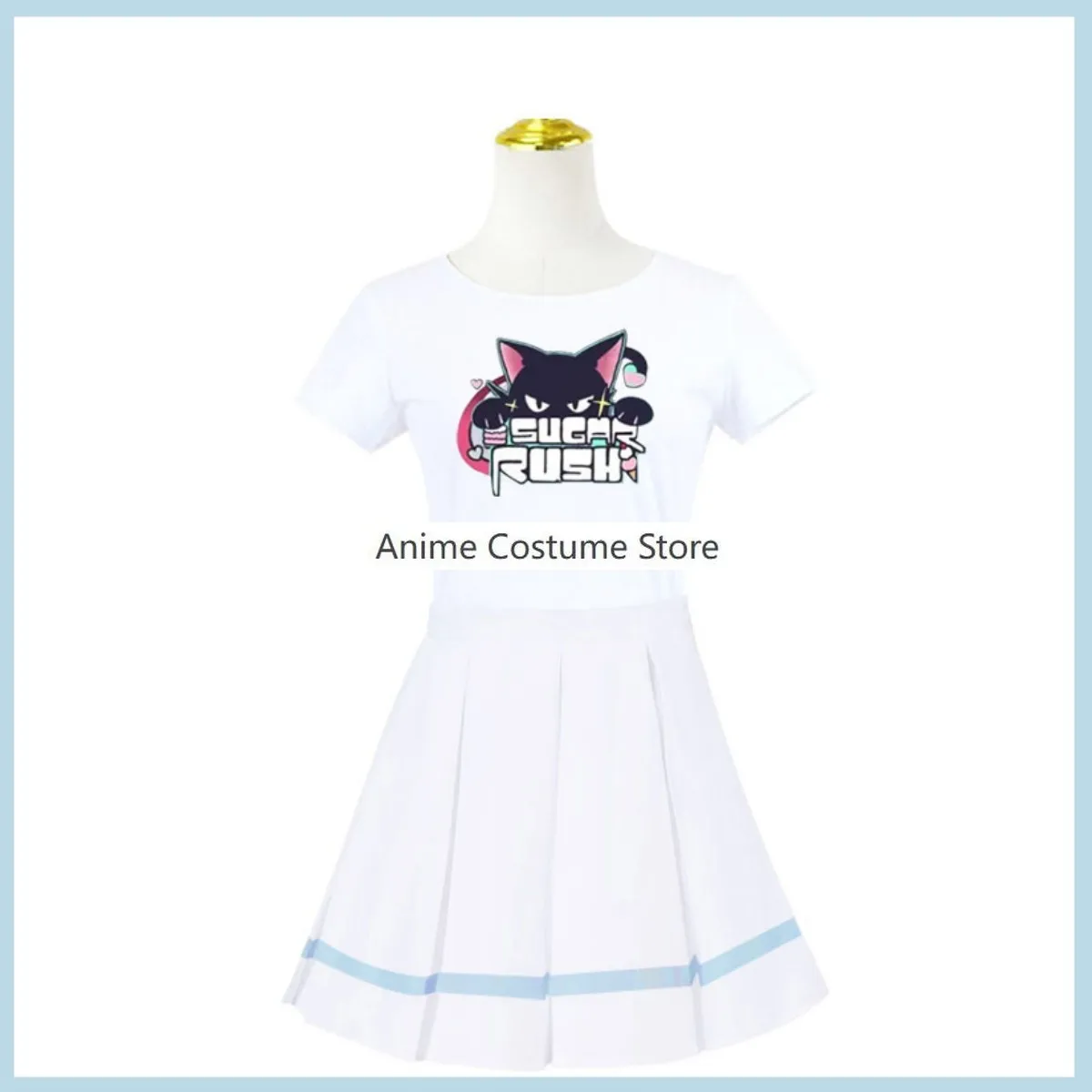 Traje de Cosplay de Anime para mujer, traje Sexy de carnaval, camiseta blanca, Falda plisada, azul, archivo, Kurimura, Airi, Kyoyama, Kazusa