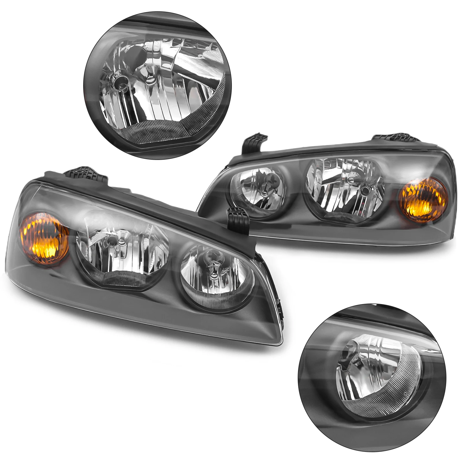 1 Pair Driver's and Passenger's Side Headlights Headlamps Fit For 2004 2005 2006 Hyundai Elantra Left & Right Side