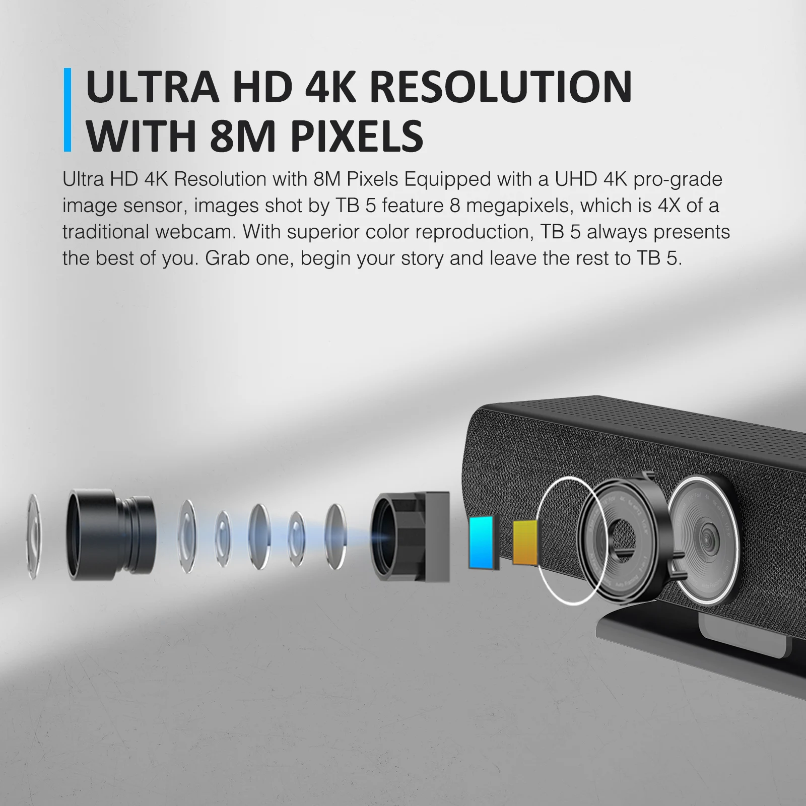 Barra de som de vídeo 4K multifuncional com rastreamento AI e microfones sem fio expansíveis