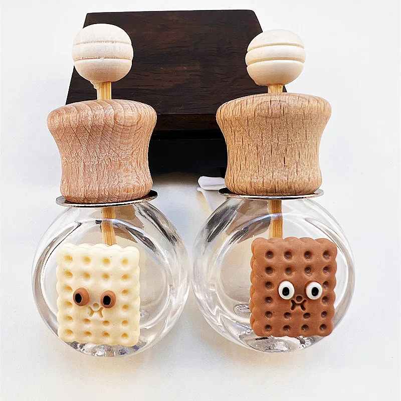 Cartoon Car Air Outlet Perfume Bottle Car Aromatherapy Bottle Wooden Cute Essential Oil Bottle Car Cute Decoration Accessories