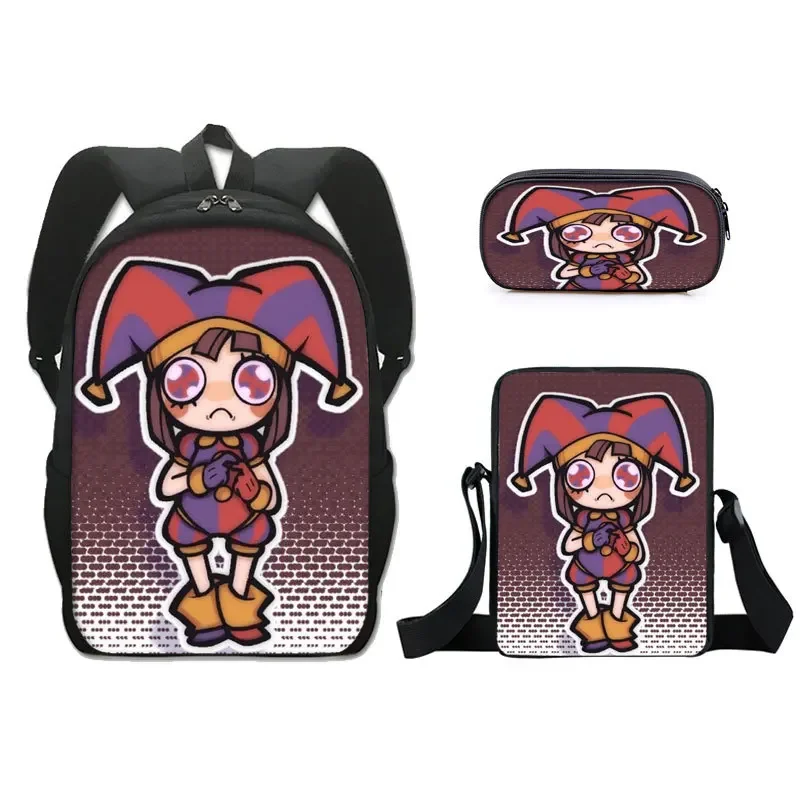 Mochila de viaje para niños y niñas, juego de bolígrafos, mochila escolar de Anime, el increíble circo Digital, 3 piezas