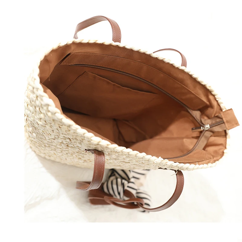 New Fashion Handheld Bag Large Capacity Women Shoulder Bags Straw Woven Handbags Hand-woven Tote Beach Bags Designer Brand Purse