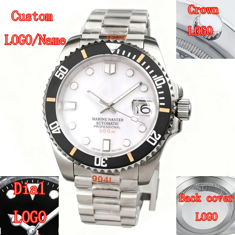 40 مللي متر شعار ساعة مخصص للرجل فاخر ساعات آلية أوتوماتيكية الغوص مقاوم للماء الياقوت مضيئة السيراميك الحافة 120 نقرة #1