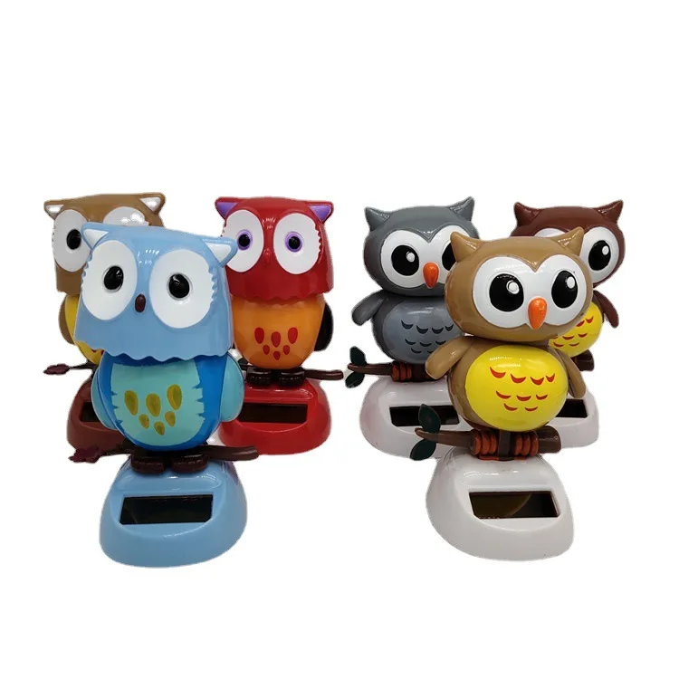 HOT SALE New Solar Swinging Owl Doll Car Ornament Creative Cartoon Owl Car Decoration Desktop Ornament Children Solar Toys