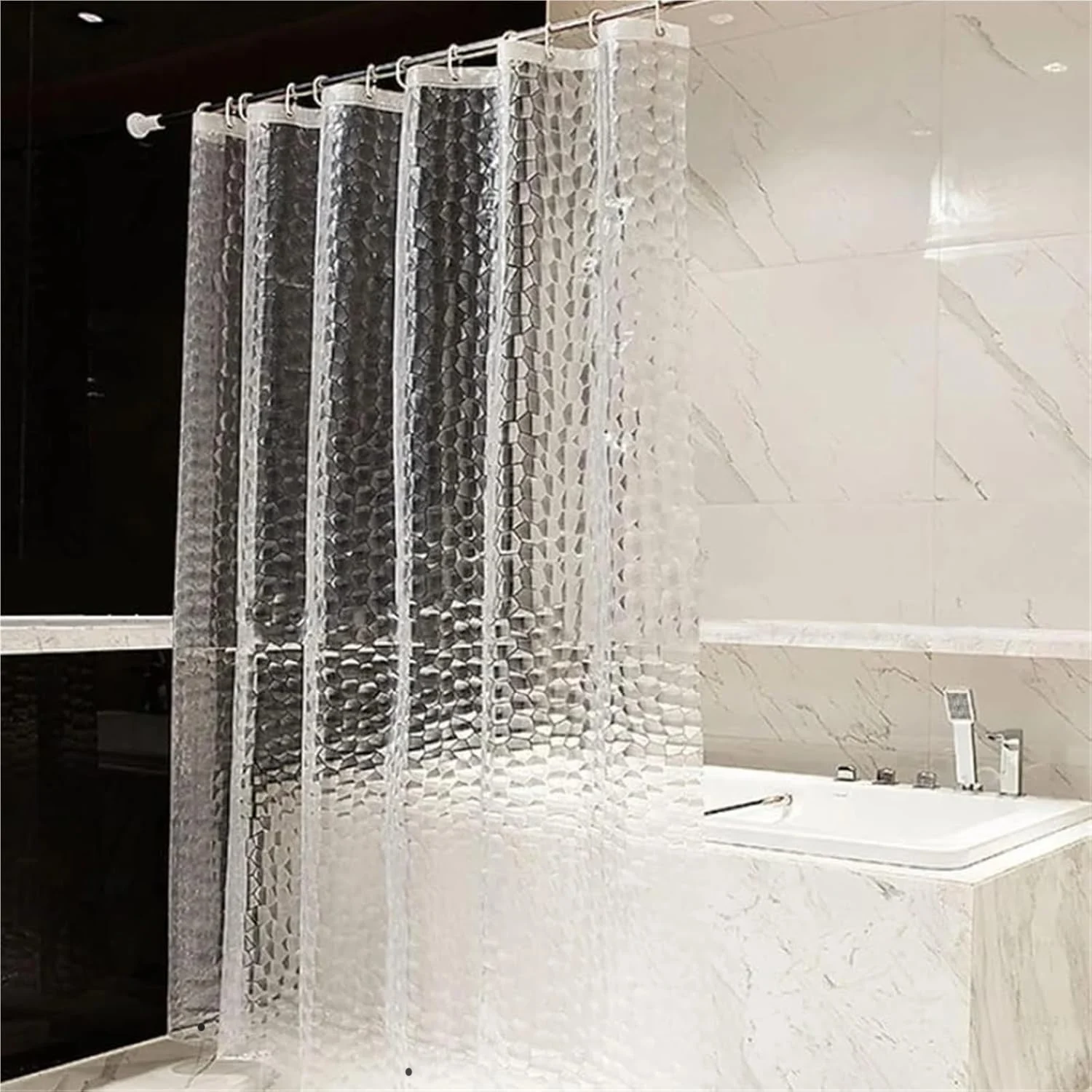 Transparenter Wasserwürfel-Duschvorhang mit Haken