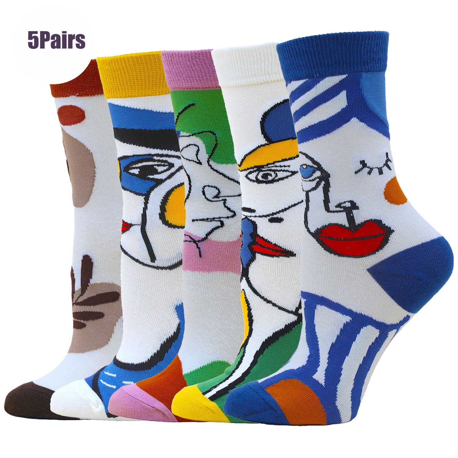 5 Paare/satz Lustige Socken Frauen Nette Mittelrohr Baumwolle Socken Ästhetische Spaß Socken Kawaii Cartoon Frühling Sommer Crew Socken