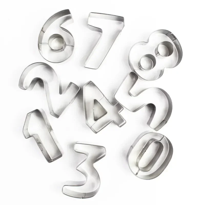 9 pz 0-8 numero forma biscotto biscotto taglierina stampo in acciaio inox torta taglio medio digitale biscotto stampo Set di strumenti di cottura