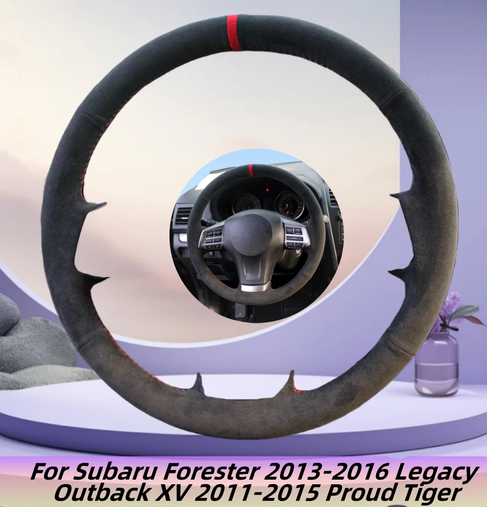 

Car Steering Wheel Cover Hand-Sewn Genuine Leather For Subaru Forester 2013-2016 Legacy Outback XV 2011-2015 Proud Tiger