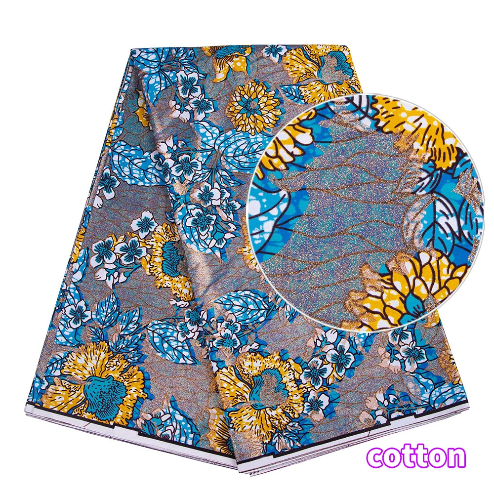 African Wax Print Fabric – 100% Cotton Ankara with Gold Foil Shimmer, 6 Yards/Roll, for Dresses, Headwraps & Fashion Garments - view 4