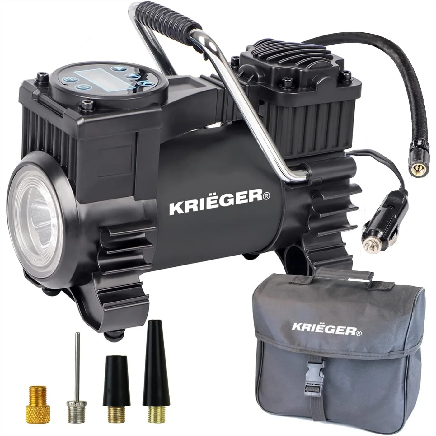 Portable Air Compressor Tire Inflator 12V DC with Digital Pressure Gauge, Automatic Shutoff, 120 Max PSI for Car Tires and