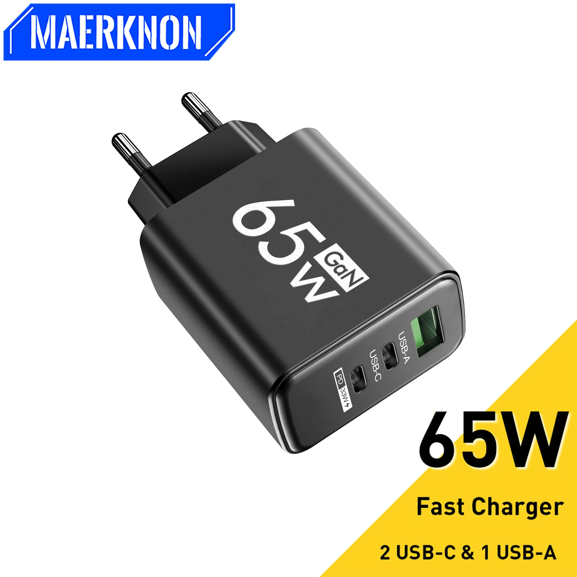 

65W GaN Charger USB PD Type C Fast Charger Quick Charge 3.0 Phone Charger Adapter For iPhone 15 14 13 Samsung Xiaomi 14 Huawei