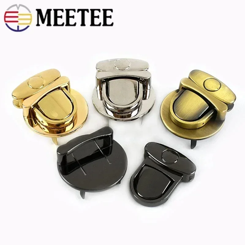 2Pcs Meetee Metal Round Clasp Turn Twist Lock Buckle for Bag DIY Handbag Clasps Purse Hardware Closure Locks Luggage Accessories