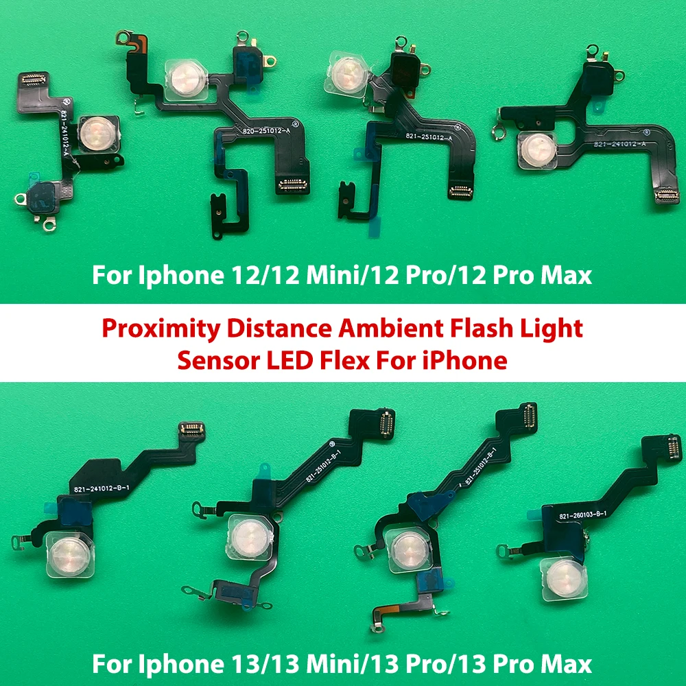 For Iphone 12 13 14 Mini Pro Max 14 Plus LED Flash Light Sensor Flex Cable Proximity Distance Ambient Repair Part Flashlight