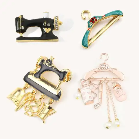 Creative Hanger Sewing Machine Design Brooches Enamel Brooch Fashion Jewelry Badges Pendants Suit Collar Pin Bag Clothes Brooch