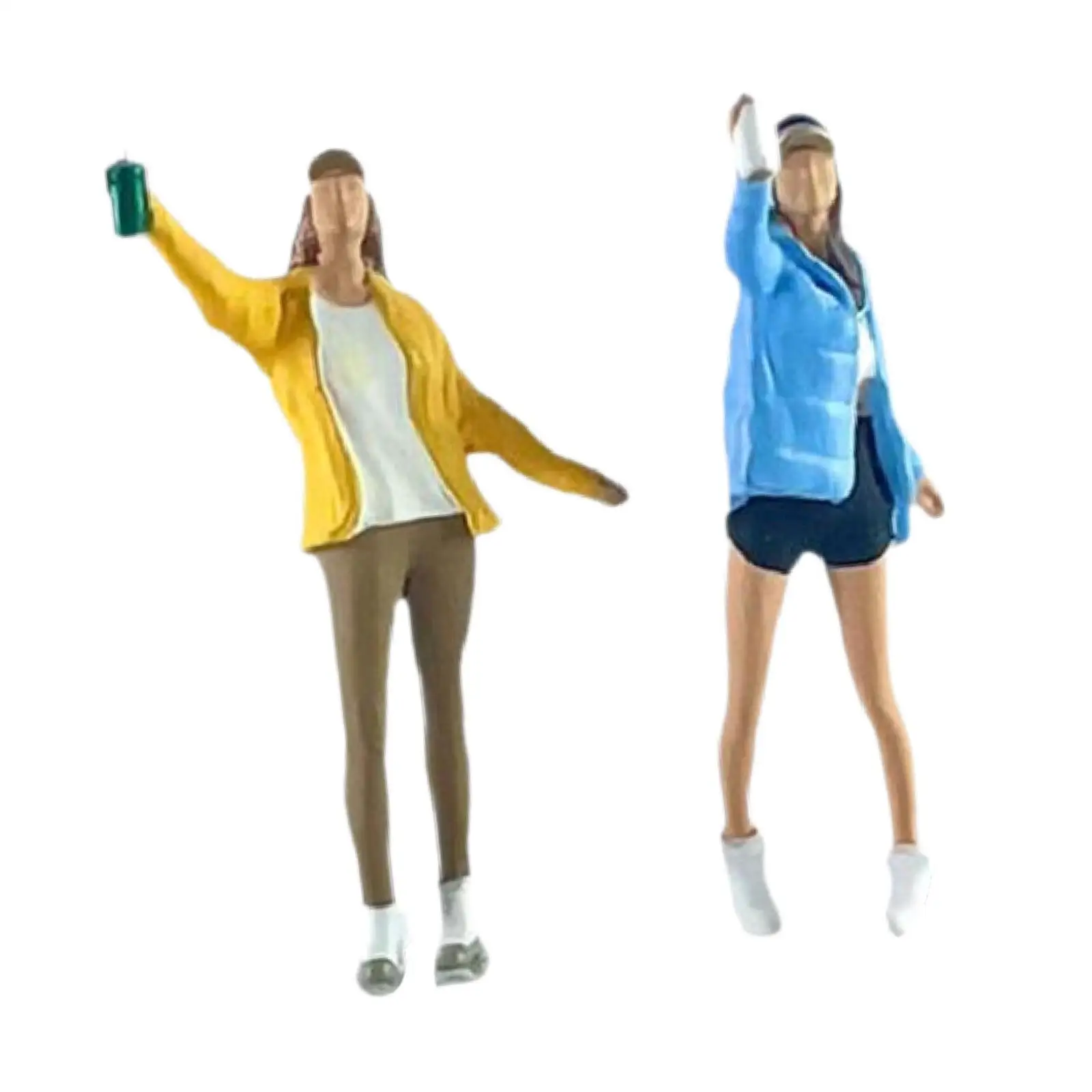 

2Pcs 1/64 Scale Female Figures Model Casually Dressed for Architecture Model