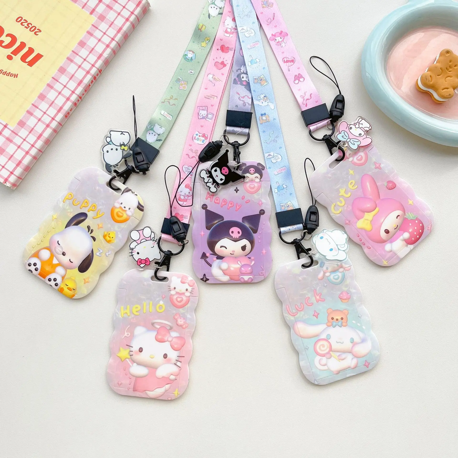 

Anime Sanrio Hello Kitty Lanyard Card Case Kawaii Kuromi Student Campus Card ID Case Creative Necklace Kid Toy Birthday Gift