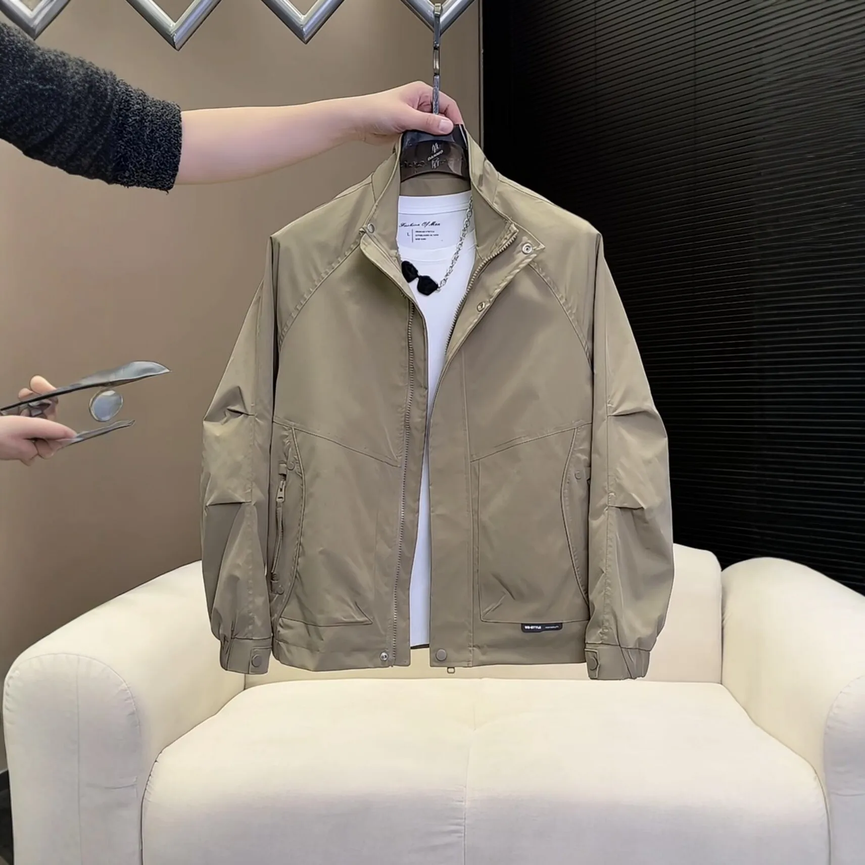 Men's Casual Stand Collar Workwear Jaet Sli Versatile Spring Autumn Outerwear Faionable Simple Haome