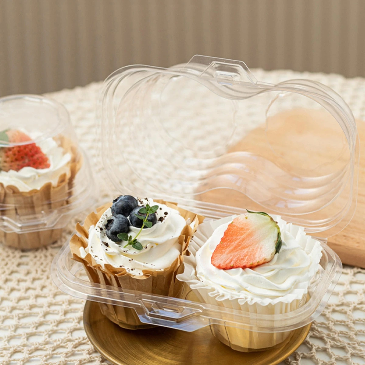 20pcs Clear Plastic Transparent Cupcake Packaging Boxes with Disposable Covers - Ideal Box Cake Cup Boxes for Cakes