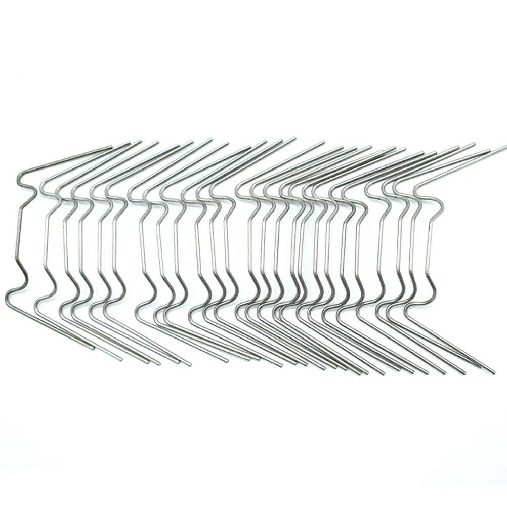 100PCS W-shape Ground Fixing Nails Galvanized Nails Lawn Gardening Nails for Home Outdoor (Silver) garden stakes