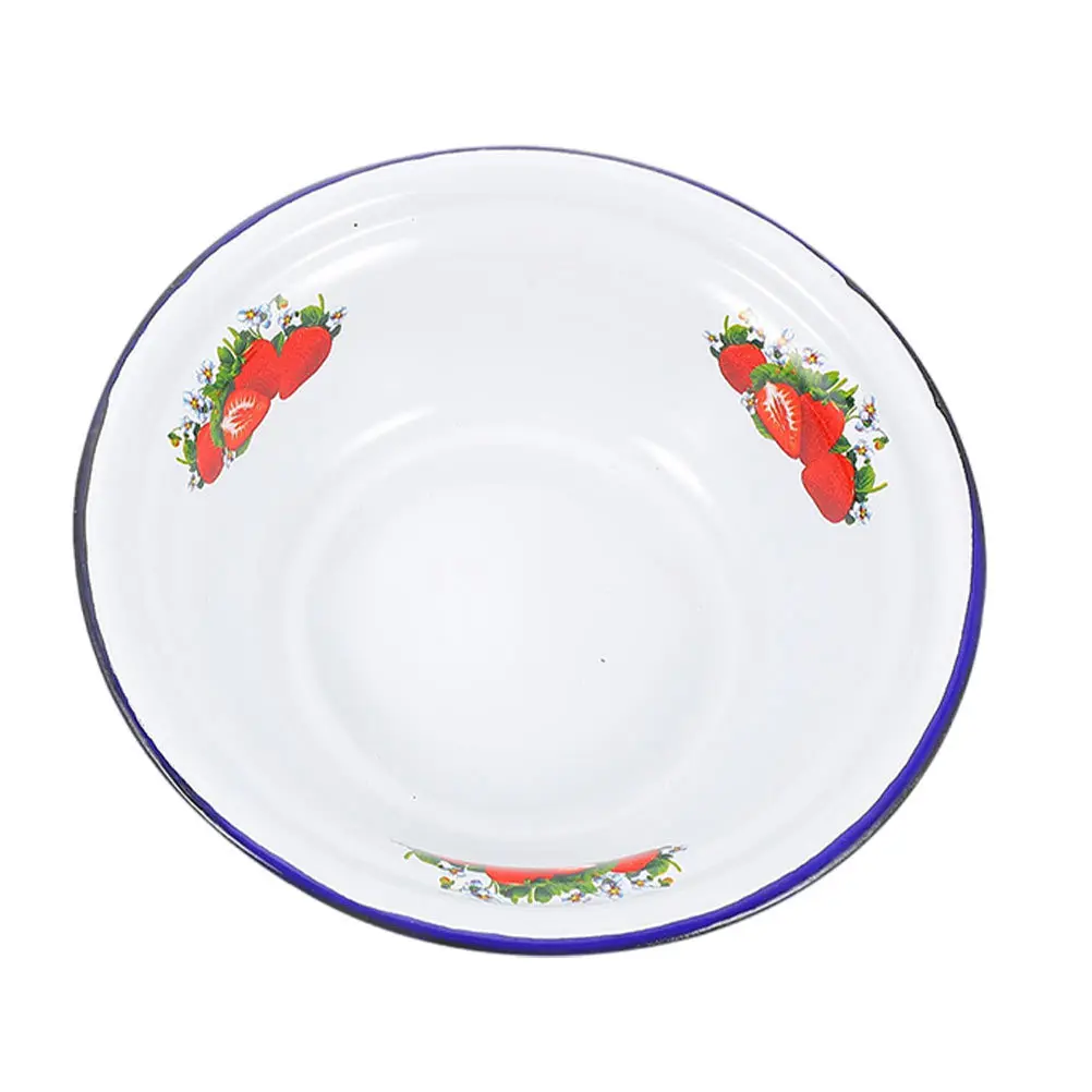 

Enamel Bowl Large Capacity Premium Iron Multifunctional Kitchen Gadget For Soup Noodle Rice Washing Retro Style Food
