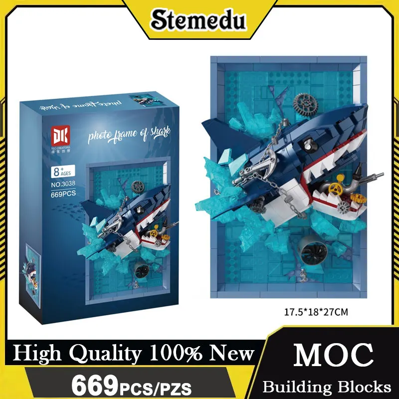 

Набор из 669 деталей: Фоторамка-конструктор «Акула» для настенного декора, развивающая игрушка «Океанские животные» для украшения дома