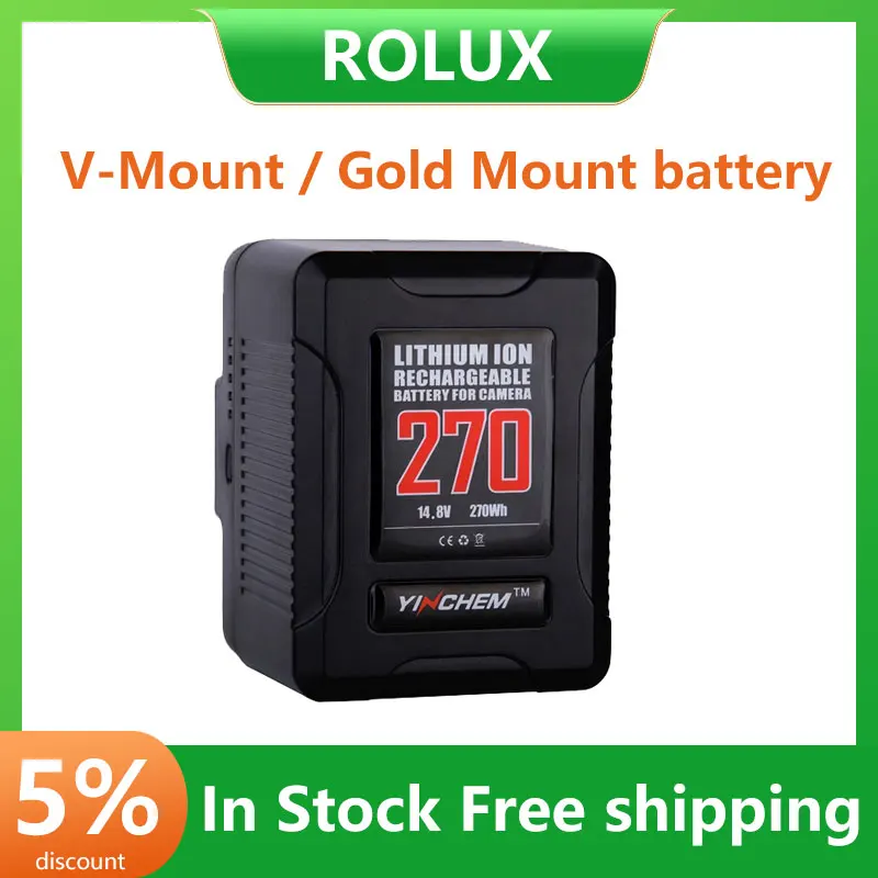 ROLUX YC-270S/A 14.8V Portable Mini V-Mount Camera Battery Power Bank Gold-Mount Lithium Battery Fast Charging for Camera DSLR