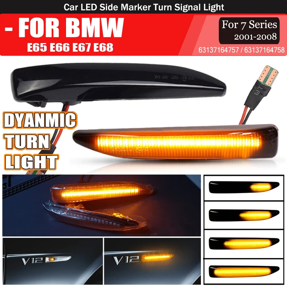

2PCS Car LED Side Marker Light Dynamic Turn Signal Light For BMW7 Series E65 E66 E67 E68 2001 2002 2003 2004 2005 2006 2007 2008