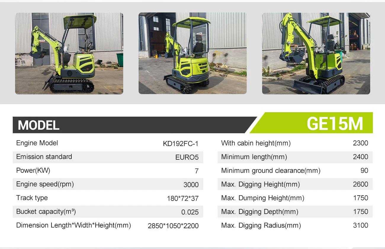 Maßgefertigter Mini-Bagger 1,5 Tonnen EURO 5 EPA Kleiner Bagger Schnelle Lieferung Fabrik Großhandelsangebot – Detail 14