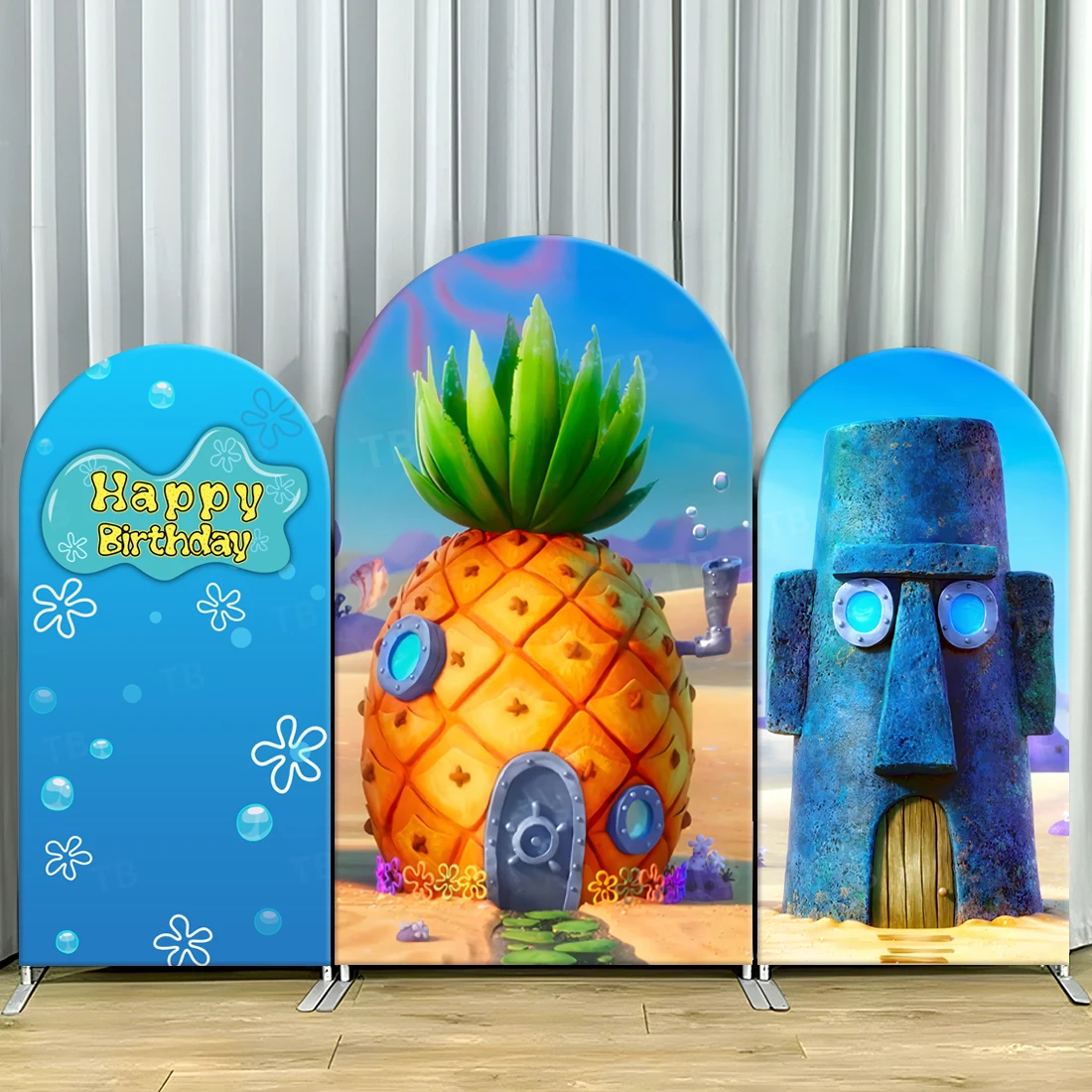 

TB Spongebob Theme Arch Backdrop Cover Pineapple House for Kids Birthday Party Decor Photo Background Wall Baby Shower Supplies