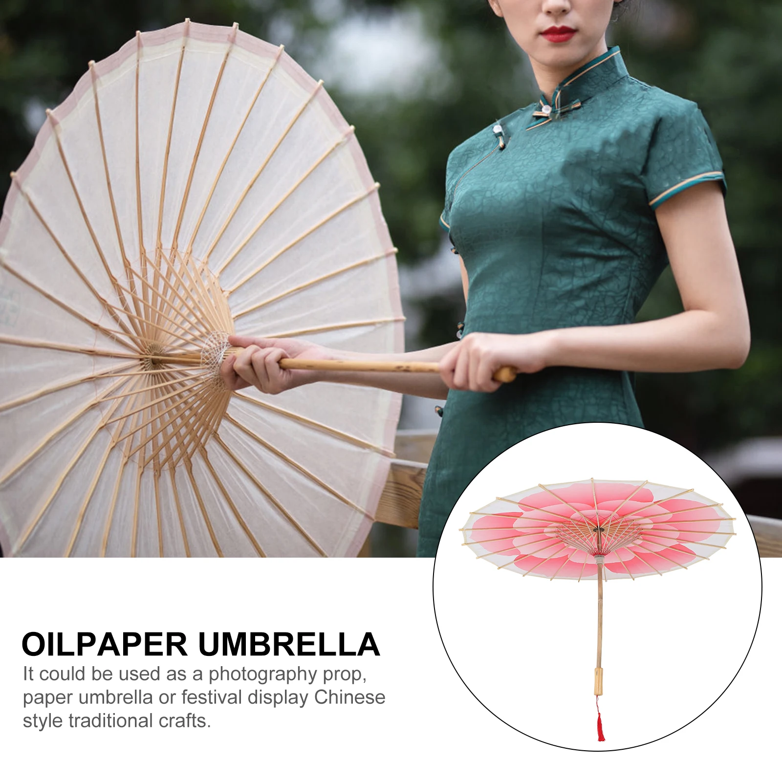 

Oilpaper Umbrella Peony Flower Dancing Props Classical Silk Waterproof Traditional Restaurant Decor Photography