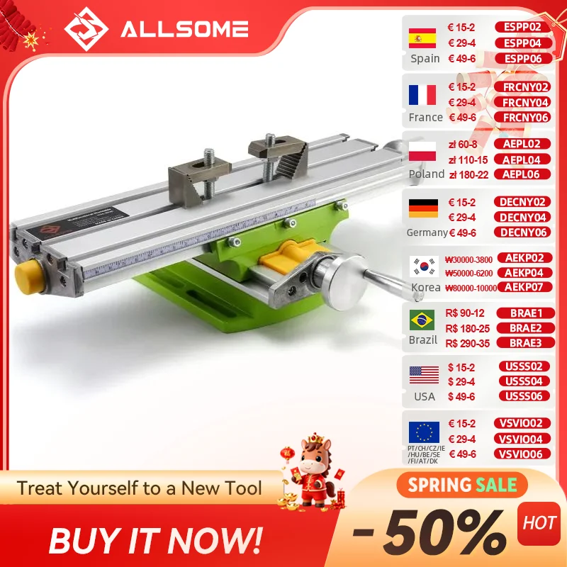 

ALLSOME MINIQ BG6330 мини прецизионный фрезерный станок Рабочий стол многофункциональная дрель тиски приспособление Рабочий стол HT2829