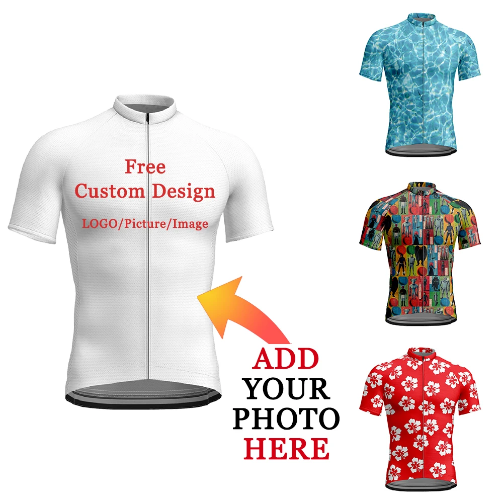 Custom Pattern Summer Cycling Clothes Men Sportswear Bicycle Supplies Add Image/Photo Women Zip Cycling Top Cycling Team Jersey