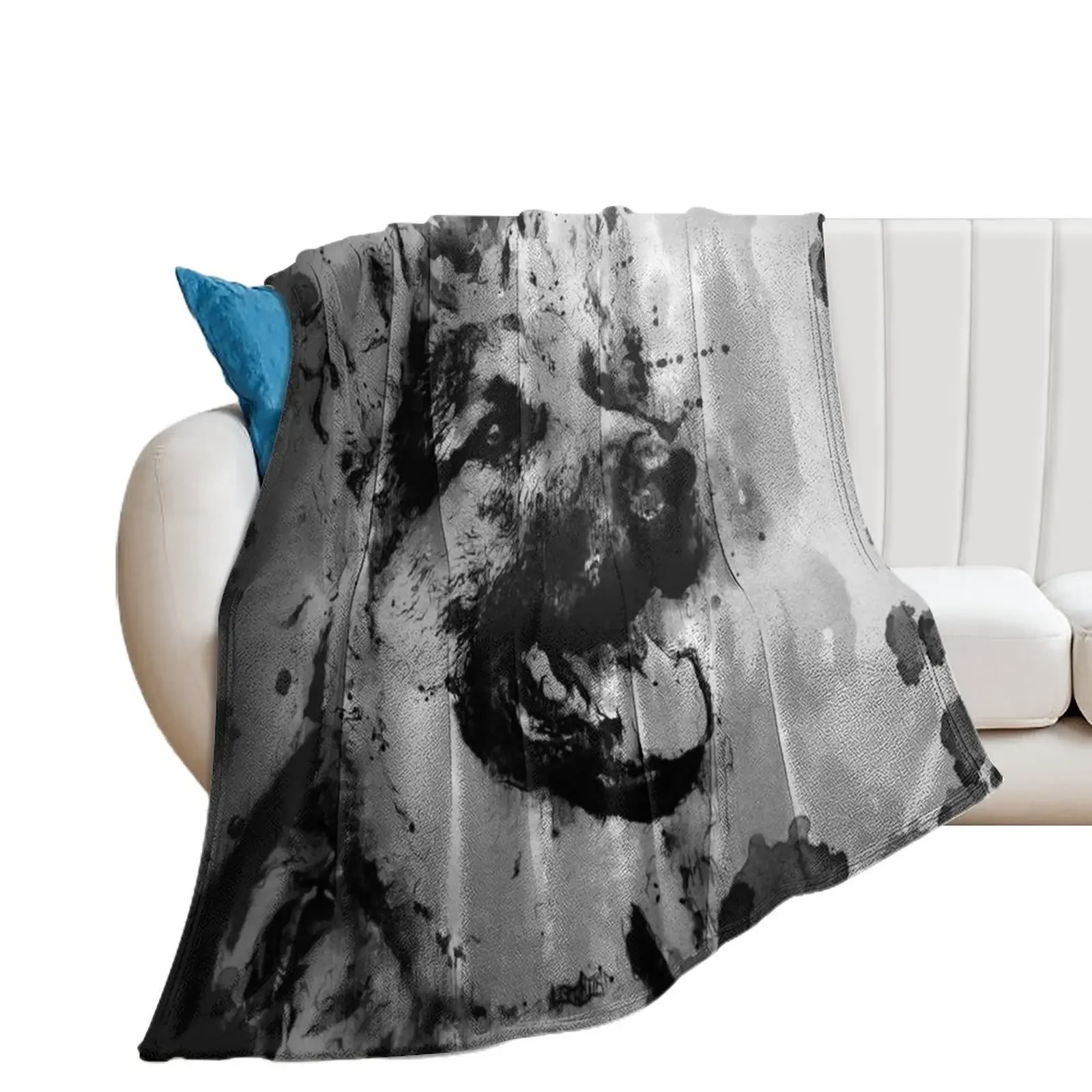 German Shepard dog Old Japanese ink painting portrait Throw Blanket Bed covers For Decorative Sofa Blankets