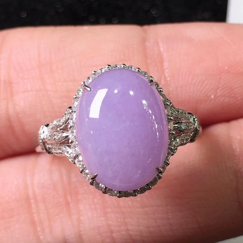 Natural chalcedony Ice Violet color Oval rings for women Exquisite Classic Light luxury Original style engagement Jewelry