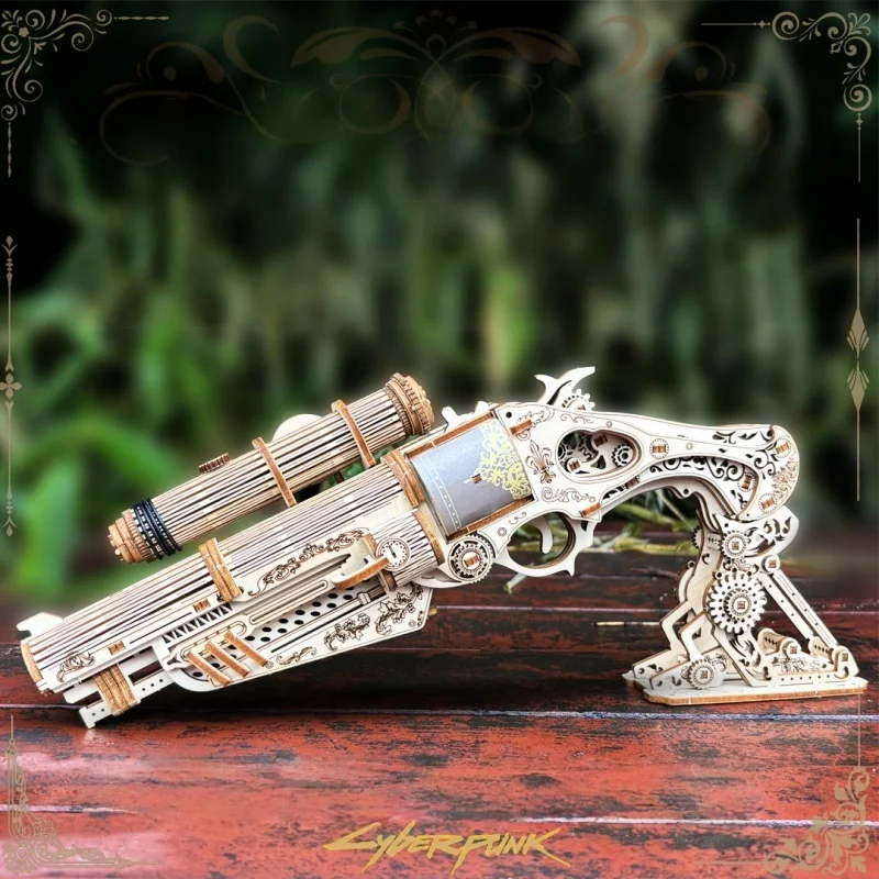 

3D wooden 3D children's gun-style puzzle toy model, role-playing combat game, safe gift for boys