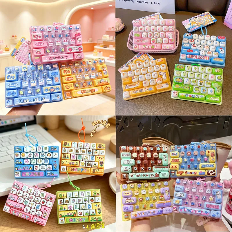 /*26Grid Keycap Clicker Anti Stress Fidget Keyboard Keychain Decompression Button Cartoon Hand Relax Party Favor Gift 26구 키캡 키링