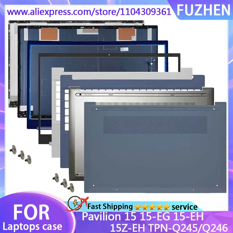 

New For Pavilion 15 15-EG 15-EH 15Z-EH TPN-Q245/Q246 LCD Back Cover Front Bezel Palmrest Bottom Case Hinges Silver
