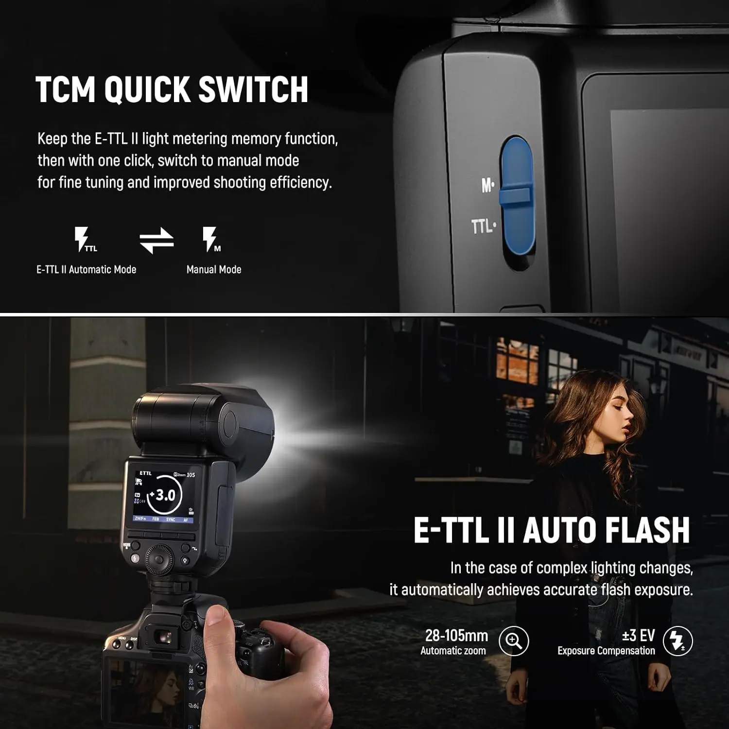 NEEWER Z2-C 2.4G TTL فلاش مستدير الرأس Speedlite لضوء فلاش Canon لكاميرا DSLR