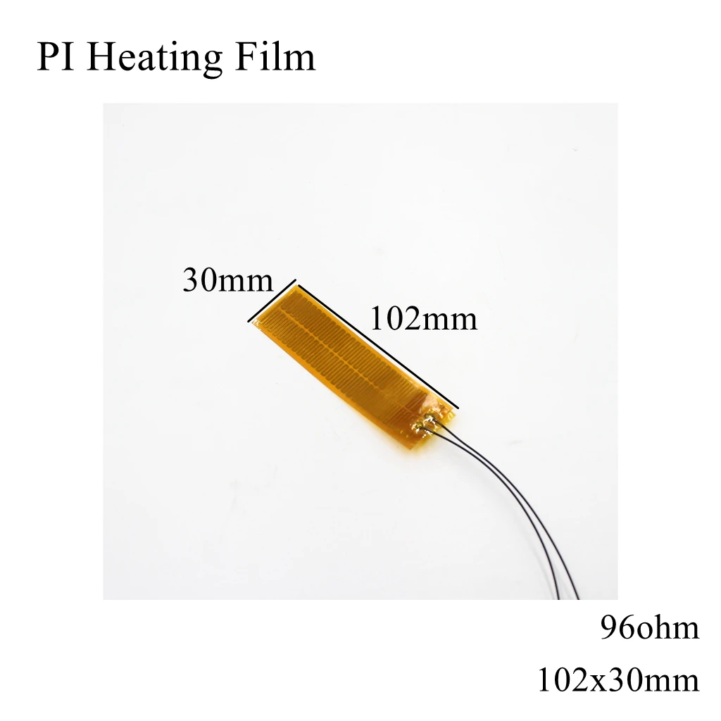 102x30mm 5V 12V 24V 110V 220V PI Heating Film Polyimide Adhesive Electric Heater Plate Panel Pad Mat Fuel Foil Oil Engine Tank