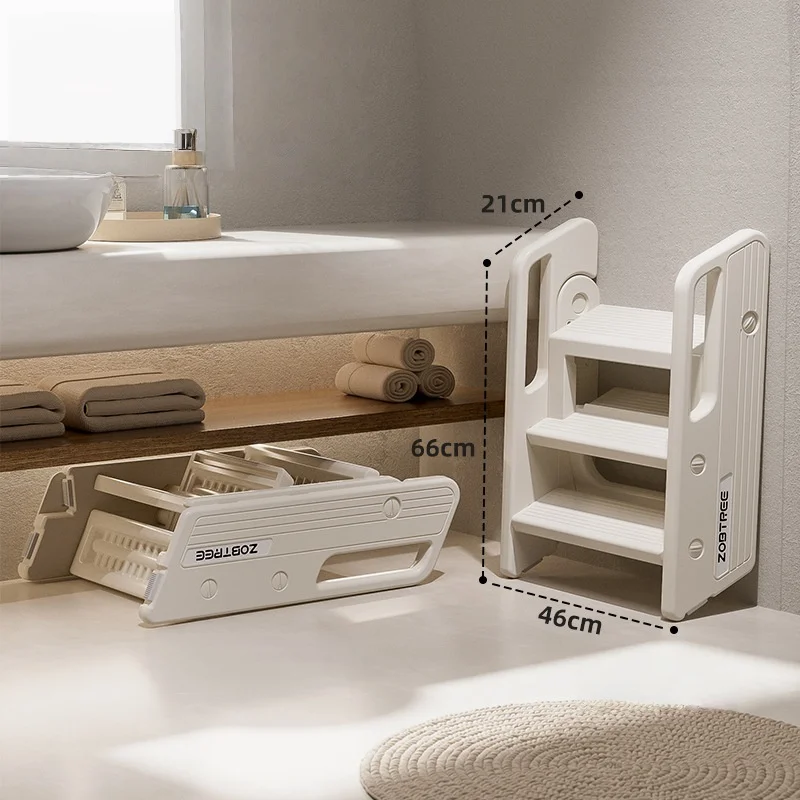 3 Step Stool Foldable Ladder Stool Baby Kids Toddler Bathroom Sink Anti-slip Portable Bathroom Stool Kids Ladder New Arrival