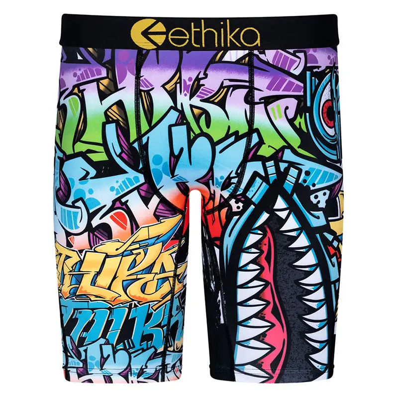 ETHIKA 2024 New Graffiti Trend Personalized Breathable Anti-wear Bodybuilding Boxer Pants Men's Breathable Comfortable Underwear